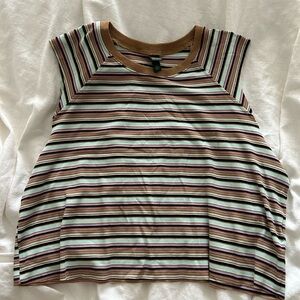 Wild fable Striped partial short Sleeve Rib Top in Brown, Mint, purple and black